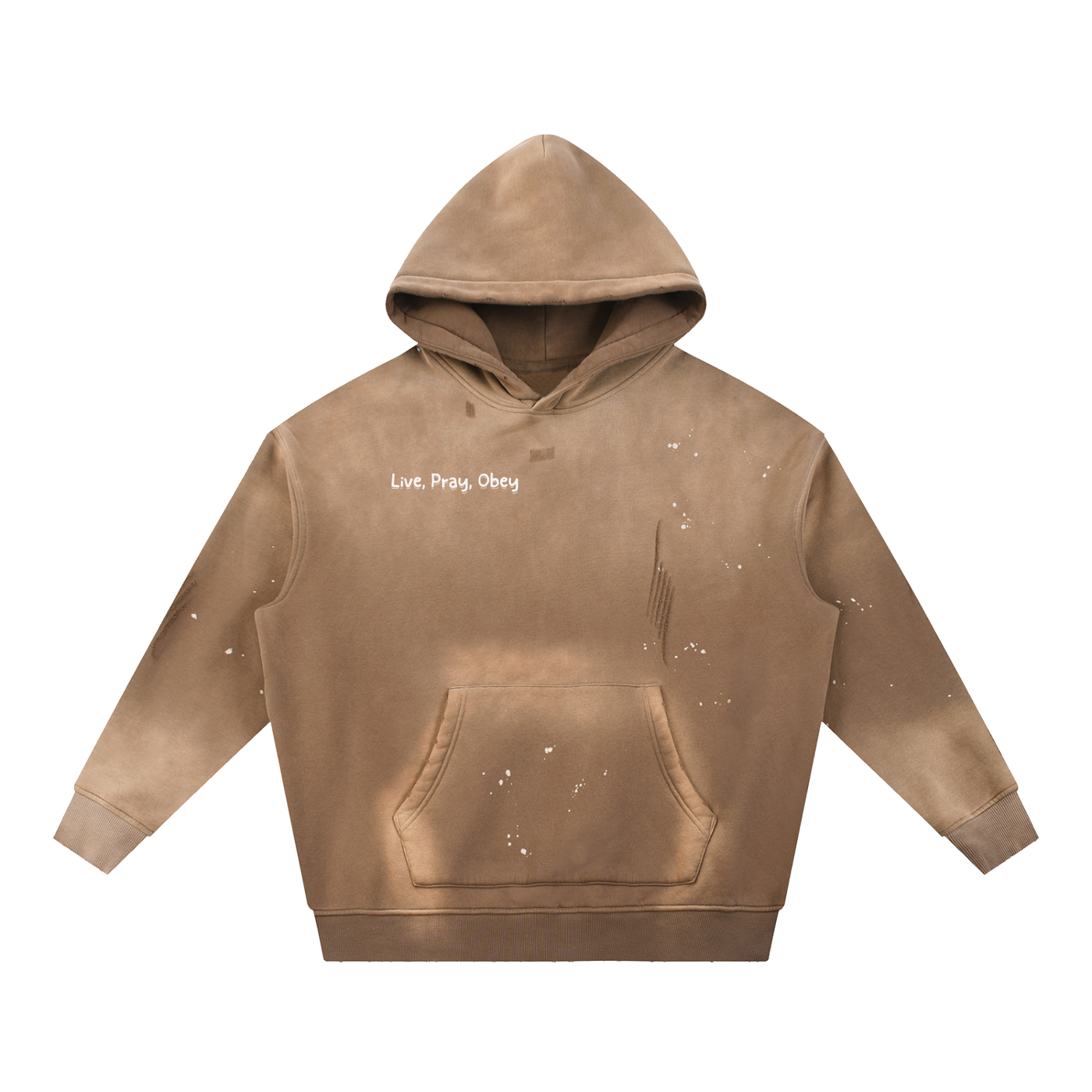 Vintage Washed Frayed Fleece Hoodie