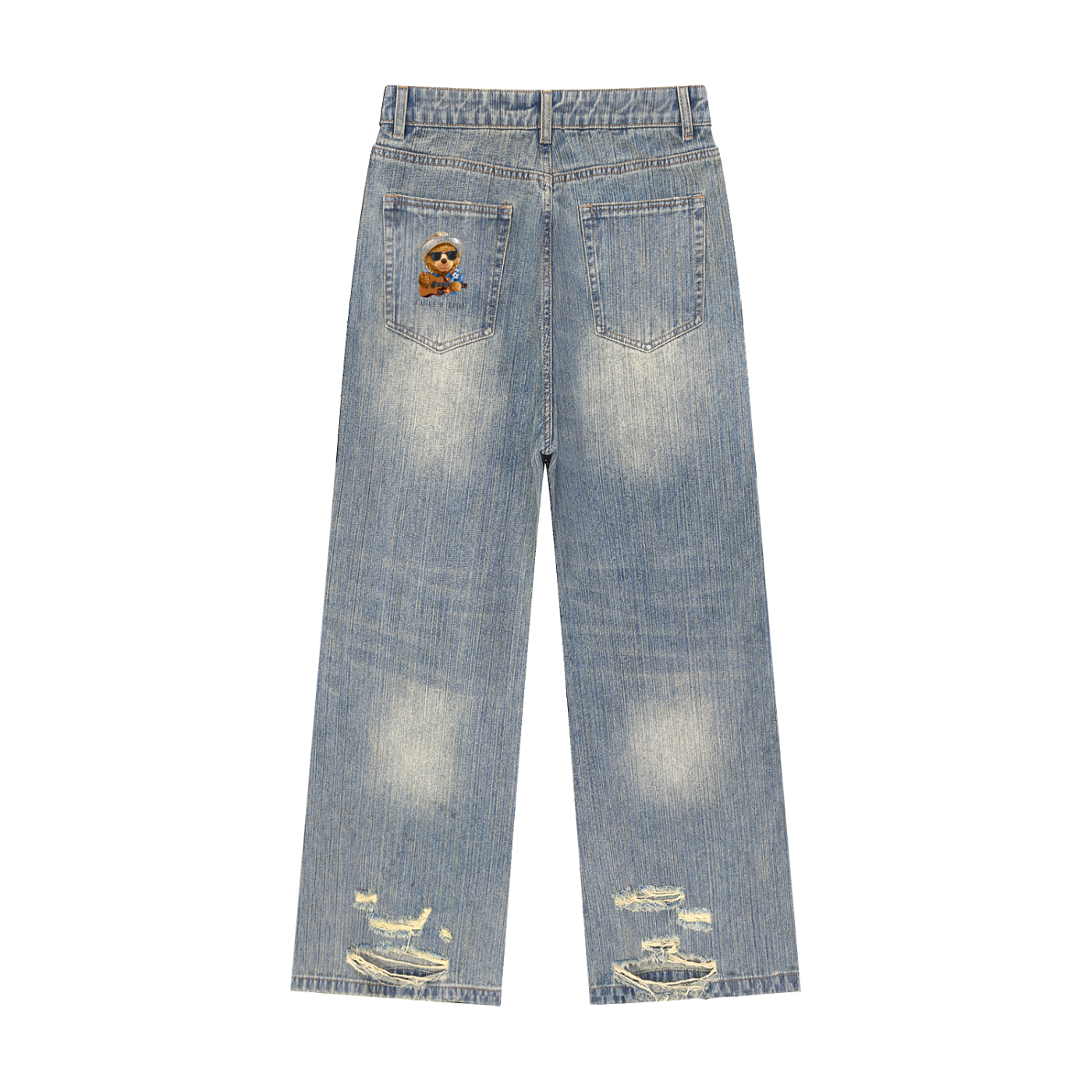 Vintage Wash Distressed Denim Jeans