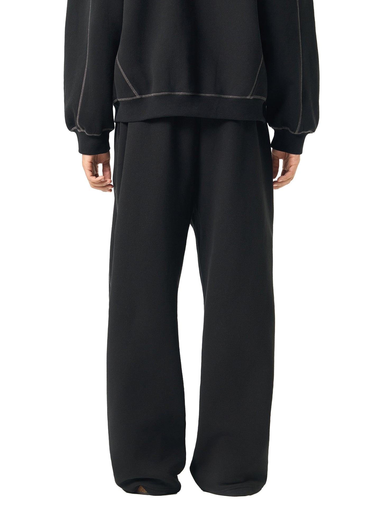 Contrast-Stitched Fleece Sweatpants "Live, Pray, Obey"