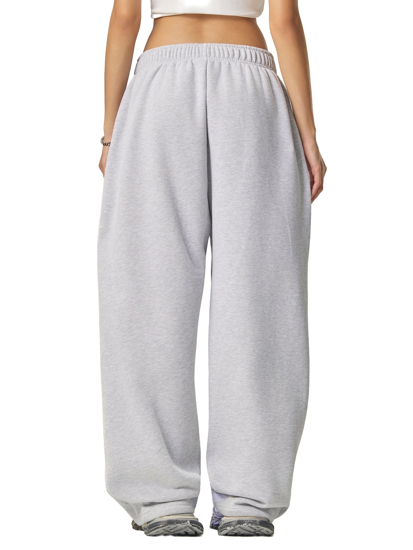 Contrast-Stitched Fleece Sweatpants "Live, Pray, Obey"
