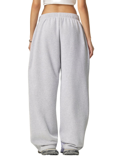 Contrast-Stitched Fleece Sweatpants "Live, Pray, Obey"