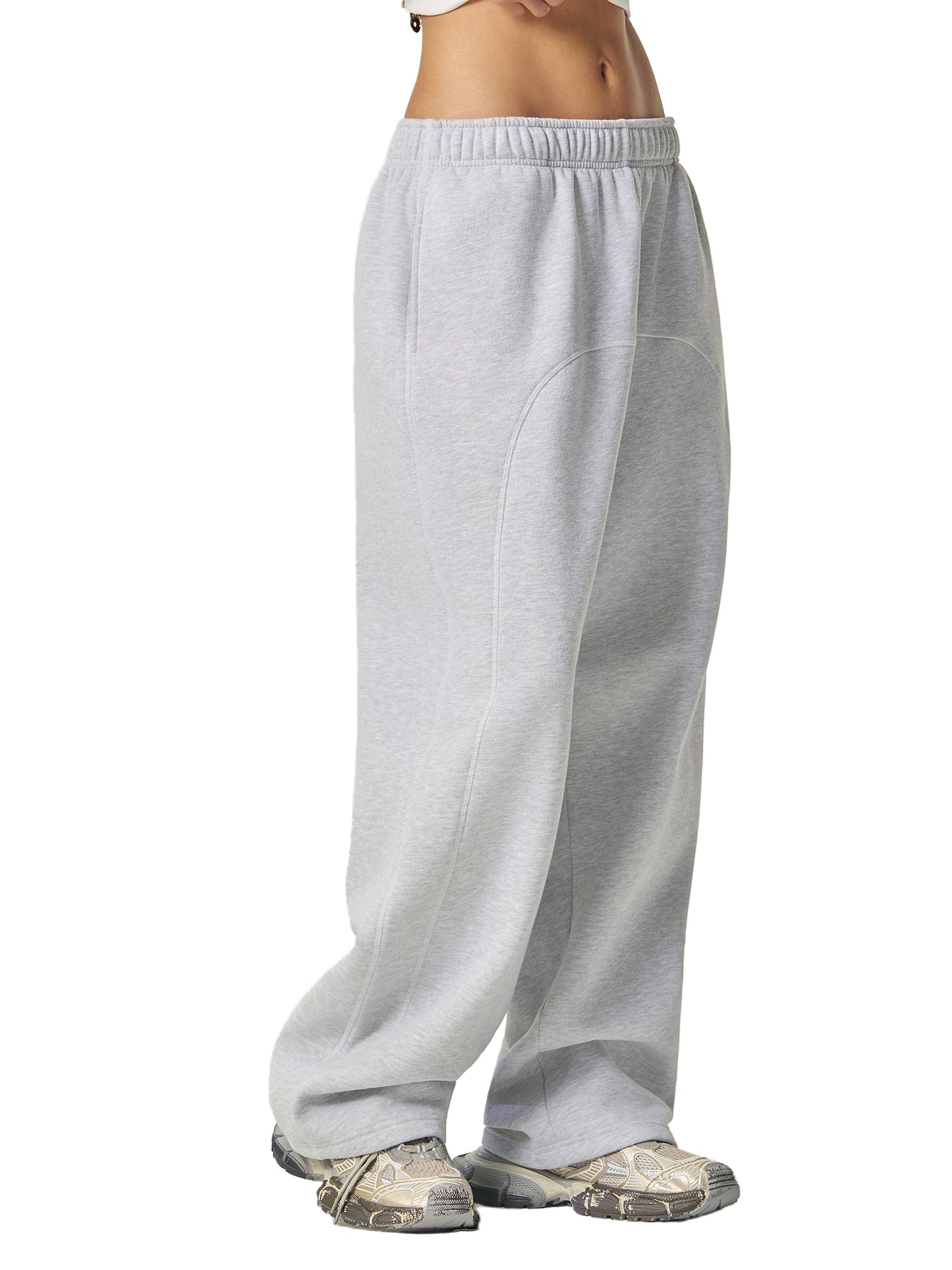 Contrast-Stitched Fleece Sweatpants "Live, Pray, Obey"